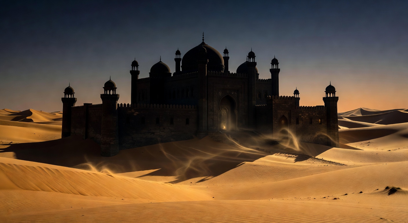 Mysterious Arabian Desert Palace Silhouette